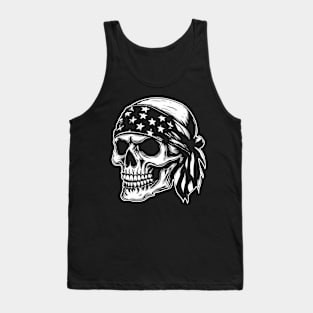 American Skull Horror Stars and Stripes Bandana Flag Tank Top